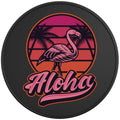ALOHA FLAMINGO BLACK TIRE COVER