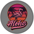 ALOHA FLAMINGO SILVER CARBON FIBER TIRE COVER