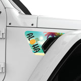 ALOHA SUMMER BEACH FENDER VENT DECAL FITS 2018+ JEEP WRANGLER & GLADIATOR PASSENGER SIDE