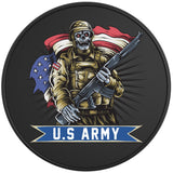 American Soldier With Skull Face Black Tire Cover