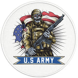 American Soldier With Skull Face Pearl White Carbon Fiber Tire Cover