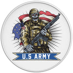 American Soldier With Skull Face White Tire Cover