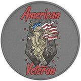 AMERICAN VETERAN US FLAG SILVER CARBON FIBER TIRE COVER