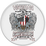 AMERICAN VETERAN WINGS AND GUNS WHITE TIRE COVER