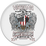 AMERICAN VETERAN WINGS AND GUNS WHITE TIRE COVER