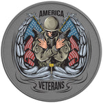AMERICAN VETERAN WITH WINGS SILVER CARBON FIBER TIRE COVER