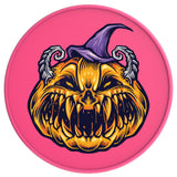ANGRY HALLOWEEN PUMPKIN NEON PINK TIRE COVER