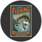 A BAD DAY FISHING BEATS A GOOD DAY OF WORK BLACK CARBON FIBER TIRE COVER 