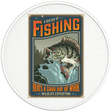 A BAD DAY FISHING BEATS A GOOD DAY OF WORK PEARL WHITE CARBON FIBER TIRE COVER 