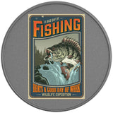 A BAD DAY FISHING BEATS A GOOD DAY OF WORK SILVER CARBON FIBER TIRE COVER 