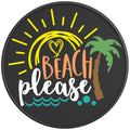 BEACH PLEASE BLACK CARBON FIBER TIRE COVER 