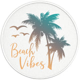 BEACH VIBES PALM TREE PEARL  WHITE CARBON FIBER TIRE COVER