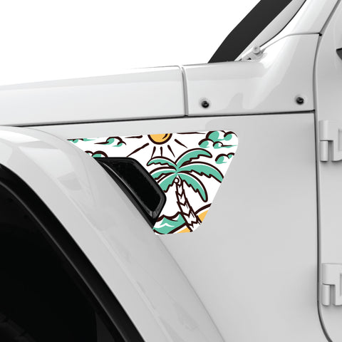 BEACH WAVES FENDER VENT DECAL FITS 2018+ JEEP WRANGLER & GLADIATOR DRIVER SIDE