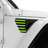 BLACK AND GREEN US FLAG FENDER VENT DECAL FITS 2018+ JEEP WRANGLER & GLADIATOR PASSENGER SIDE