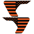 BLACK AND ORANGE US FLAG FENDER VENT DECAL FITS 2018+ JEEP WRANGLER & GLADIATOR
