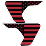 BLACK AND RED US FLAG FENDER VENT DECAL FITS 2018+ JEEP WRANGLER & GLADIATOR