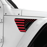BLACK AND RED US FLAG FENDER VENT DECAL FITS 2018+ JEEP WRANGLER & GLADIATOR PASSENGER SIDE
