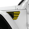 BLACK AND YELLOW US FLAG FENDER VENT DECAL FITS 2018+ JEEP WRANGLER & GLADIATOR DRIVER SIDE