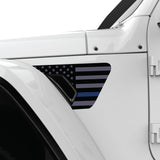 BLACK GRAY WITH BLUE LINE US FLAG FENDER VENT DECAL FITS 2018+ JEEP WRANGLER & GLADIATOR DRIVER SIDE