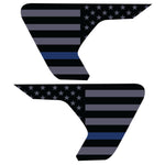 BLACK GRAY WITH BLUE LINE US FLAG FENDER VENT DECAL FITS 2018+ JEEP WRANGLER & GLADIATOR