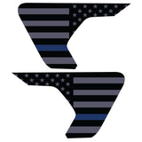 BLACK GRAY WITH BLUE LINE US FLAG FENDER VENT DECAL FITS 2018+ JEEP WRANGLER & GLADIATOR