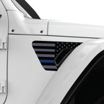 BLACK GRAY WITH BLUE LINE US FLAG FENDER VENT DECAL FITS 2018+ JEEP WRANGLER & GLADIATOR PASSENGER SIDE