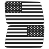 BLACK TRANSPARENT AMERICAN FLAG QUARTER WINDOW DRIVER & PASSENGER DECALS