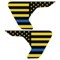 BLACK YELLOW WITH BLUE LINE US FLAG FENDER VENT DECAL FITS 2018+ JEEP WRANGLER & GLADIATOR