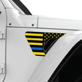 BLACK YELLOW WITH BLUE LINE US FLAG FENDER VENT DECAL FITS 2018+ JEEP WRANGLER & GLADIATOR PASSENGER SIDE