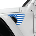 BLUE AND WHITE US FLAG FENDER VENT DECAL FITS 2018+ JEEP WRANGLER & GLADIATOR DRIVER SIDE