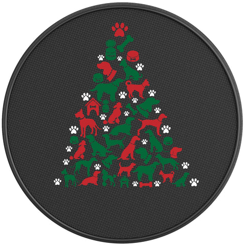 Christmas Tree Dogs Black Carbon Fiber Tire Cover