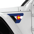 COLORADO STATE FLAG FENDER VENT DECAL FITS 2018+ JEEP WRANGLER & GLADIATOR DRIVER SIDE