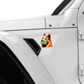 COLORFUL AMERICAN AKITA FENDER VENT DECAL FITS 2018+ JEEP WRANGLER & GLADIATOR DRIVER SIDE