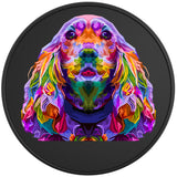 COLORFUL COCKER SPANIEL BLACK TIRE COVER 