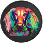 COLORFUL DACHSHUND BLACK TIRE COVER 