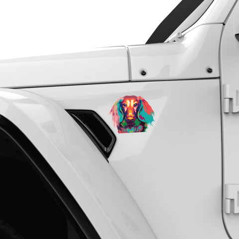 COLORFUL DACHSHUND FENDER VENT DECAL FITS 2018+ JEEP WRANGLER & GLADIATOR DRIVER SIDE