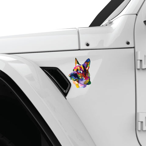 COLORFUL GERMAN SHEPHERD FENDER VENT DECAL FITS 2018+ JEEP WRANGLER & GLADIATOR DRIVER SIDE