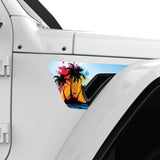 COLORFUL PALM TREES FENDER VENT DECAL FITS 2018+ JEEP WRANGLER & GLADIATOR PASSENGER SIDE