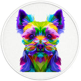 COLORFUL YORKSHIRE TERRIER PAERL WHITE CARBON FIBER TIRE COVER 