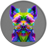 COLORFUL YORKSHIRE TERRIER SILVER CARBON FIBER TIRE COVER 