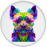 COLORFUL YORKSHIRE TERRIER WHITE TIRE COVER 