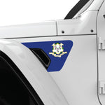 CONNECTICUT STATE FLAG FENDER VENT DECAL FITS 2018+ JEEP WRANGLER & GLADIATOR DRIVER SIDE