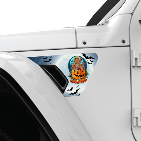 CUTE TEDDY BEAR HALLOWEEN FENDER VENT DECAL FITS 2018+ JEEP WRANGLER & GLADIATOR DRIVER SIDE