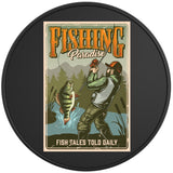 FISH TALES TOLD DAILY BLACK TIRE COVER 