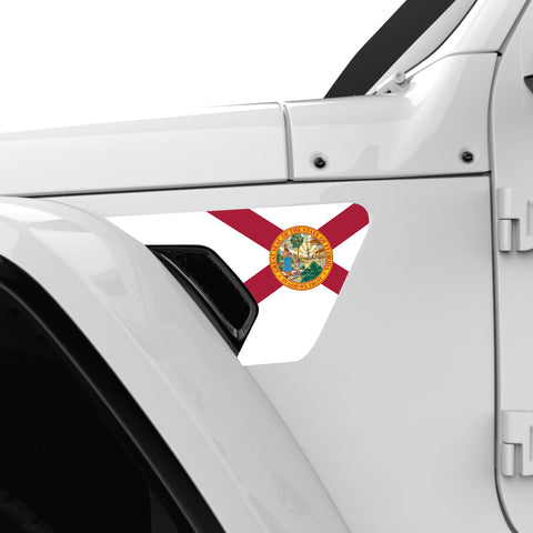 FLORIDA STATE FLAG FENDER VENT DECAL FITS 2018+ JEEP WRANGLER & GLADIATOR DRIVER SIDE