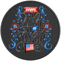 FLOWERY HAPPY 4TH JULY BLACK CARBON FIBER TIRE COVER