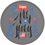 FLOWERY HAPPY 4TH JULY SILVER CARBON FIBER TIRE COVER