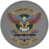 FREEDOM ISN'T FREE SILVER CARBON FIBER TIRE COVER