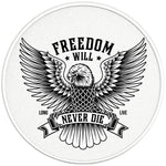 FREEDOM WILL NEVER DIE PEARL WHITE CARBON FIBER TIRE COVER
