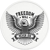 FREEDOM WILL NEVER DIE PEARL WHITE CARBON FIBER TIRE COVER